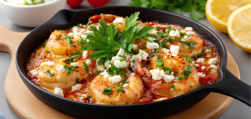 00 Crevettes Saganaki